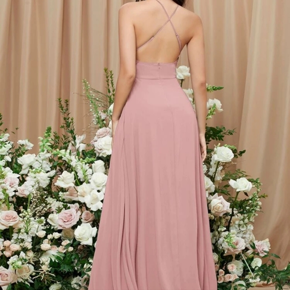 Crisscross Backless Split Thigh Cami Dress bridesmaid prom - Picture 2 of 6